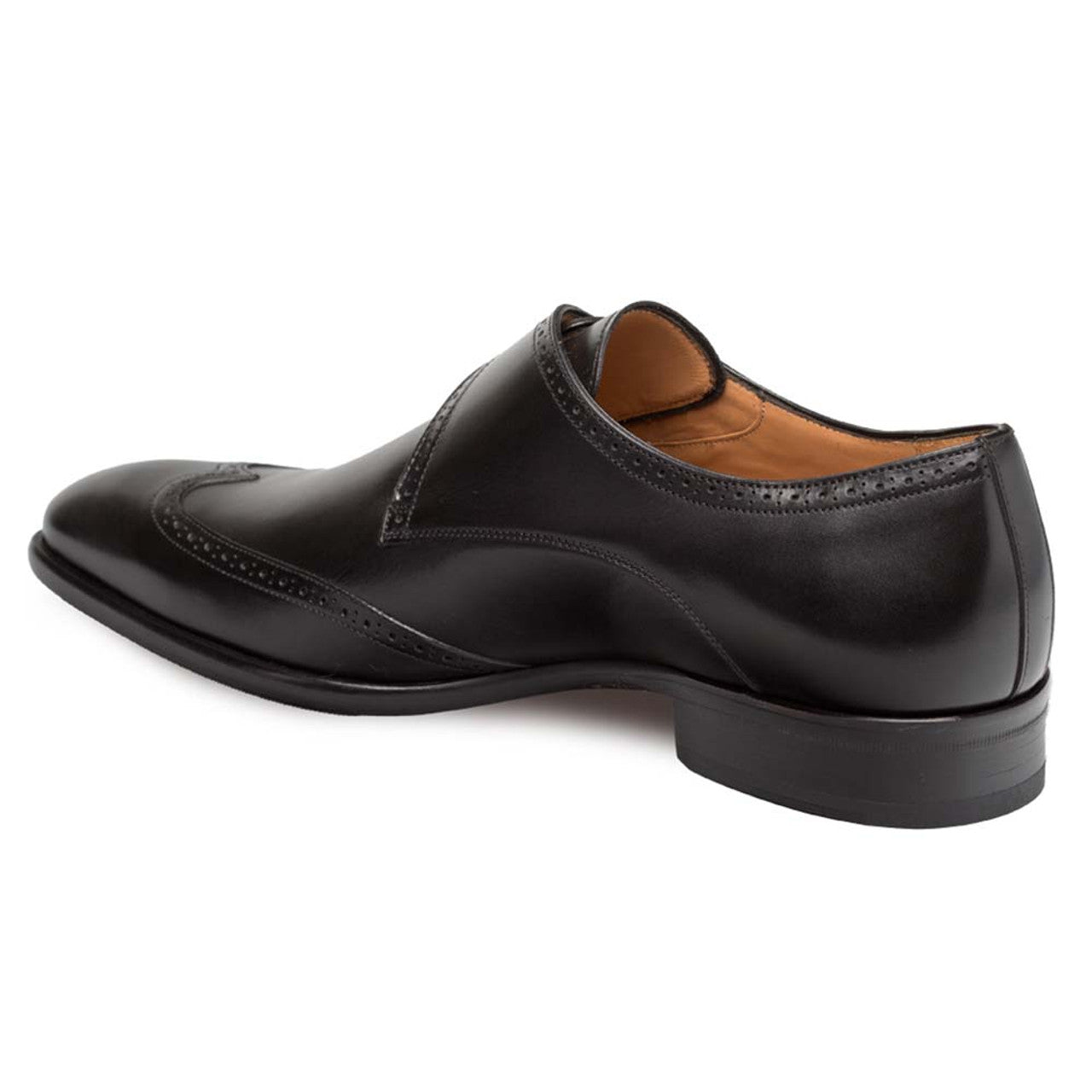Forest Black Calfskin Leather MenŸ??s Modern Wing Tip Oxford By Mezlan Made In Spain Brand