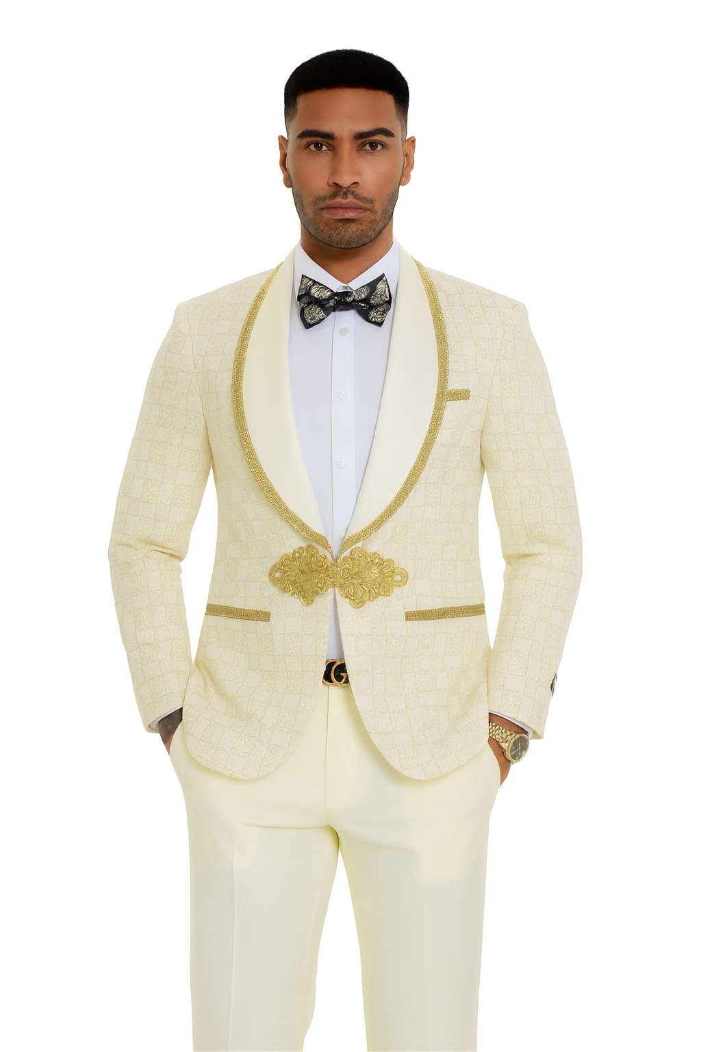Ivory and Gold 2pc Suit by Tazzio