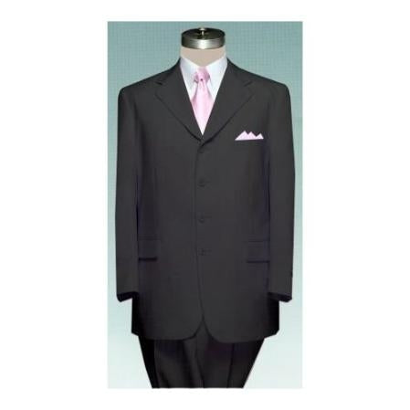 Men’s Black 4 Button Classic Fit Suit, Double Pleated Fully Lined Formal Wedding Business Suit