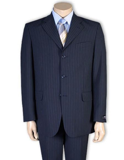 Cheap Priced Men's Dress Suit For Sale normal Black Pinstripe 2or3or4 Button Style Light Weight On Sale Dark Blue Suit