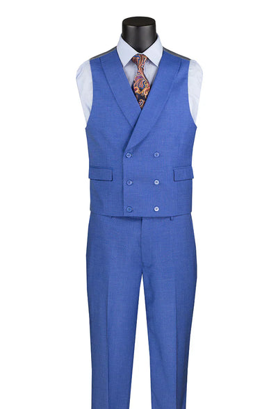 French Blue 3-Piece Modern Fit Suit with Vest
