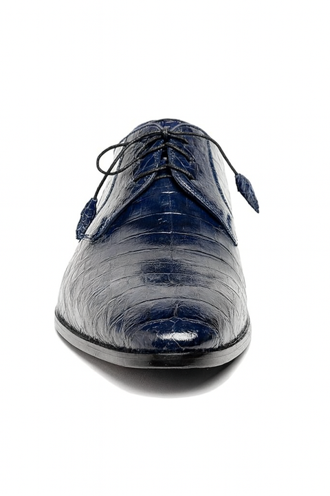 Los Altos Caiman Belly Derby Shoes Faded Navy