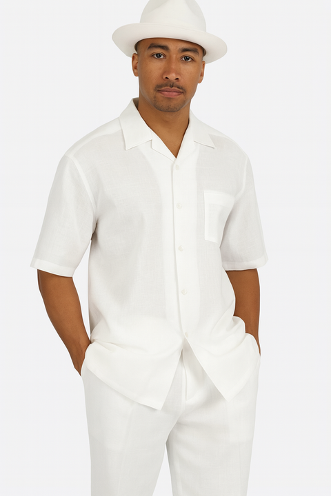 Mens Linen Walking Suit - "White" Summer Outfit - Mens Linen Suit