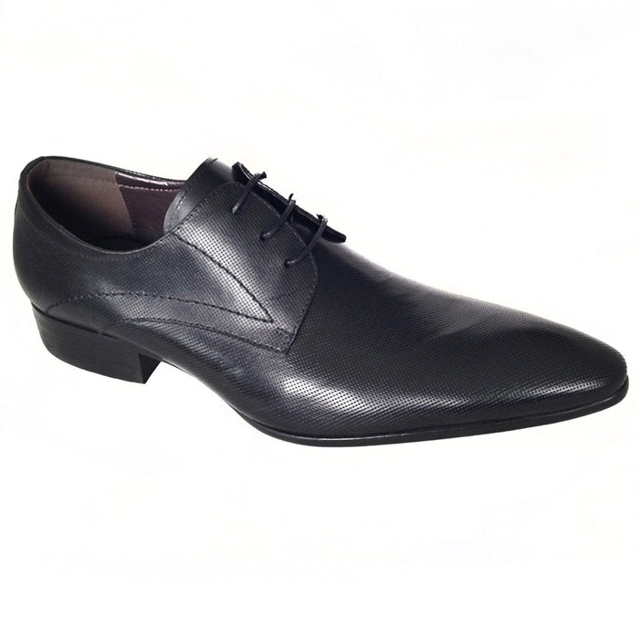 Mens Zota Leather Plain Toe Lace Up Dress Shoe in Black