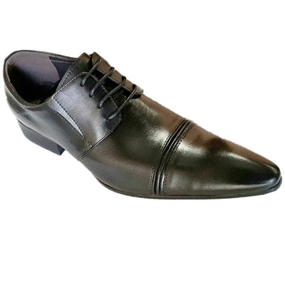 Mens Zota Leather Cap Toe Lace Up Dress Shoe in Black