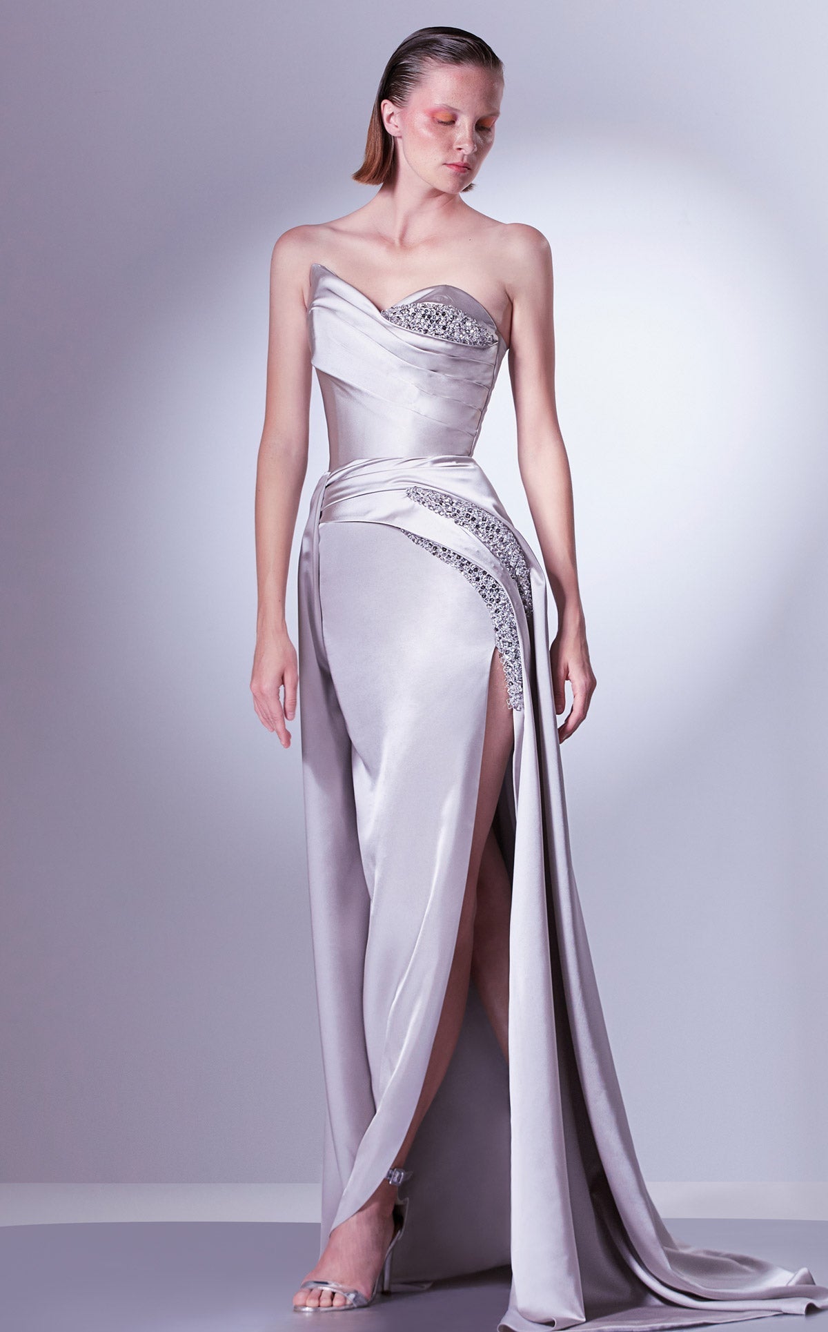 Gaby Charbachy G1336 Blush Sweetheart Sheath Gown by MNM Couture
