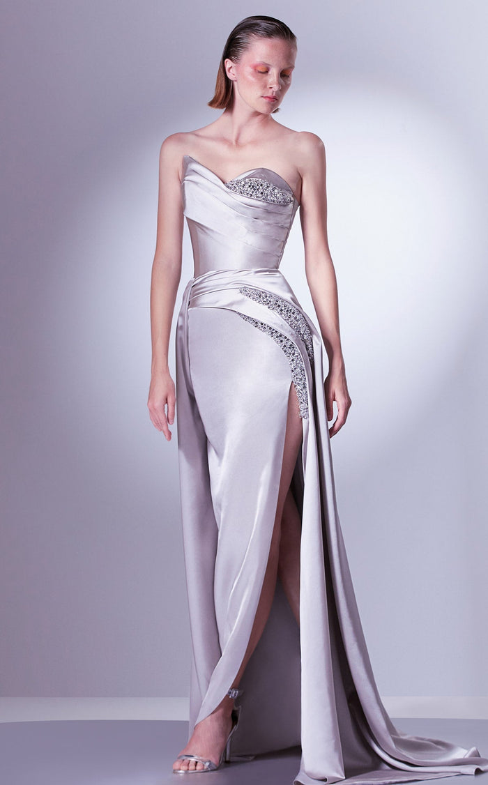 Gaby Charbachy G1336 Blush Sweetheart Sheath Gown by MNM Couture
