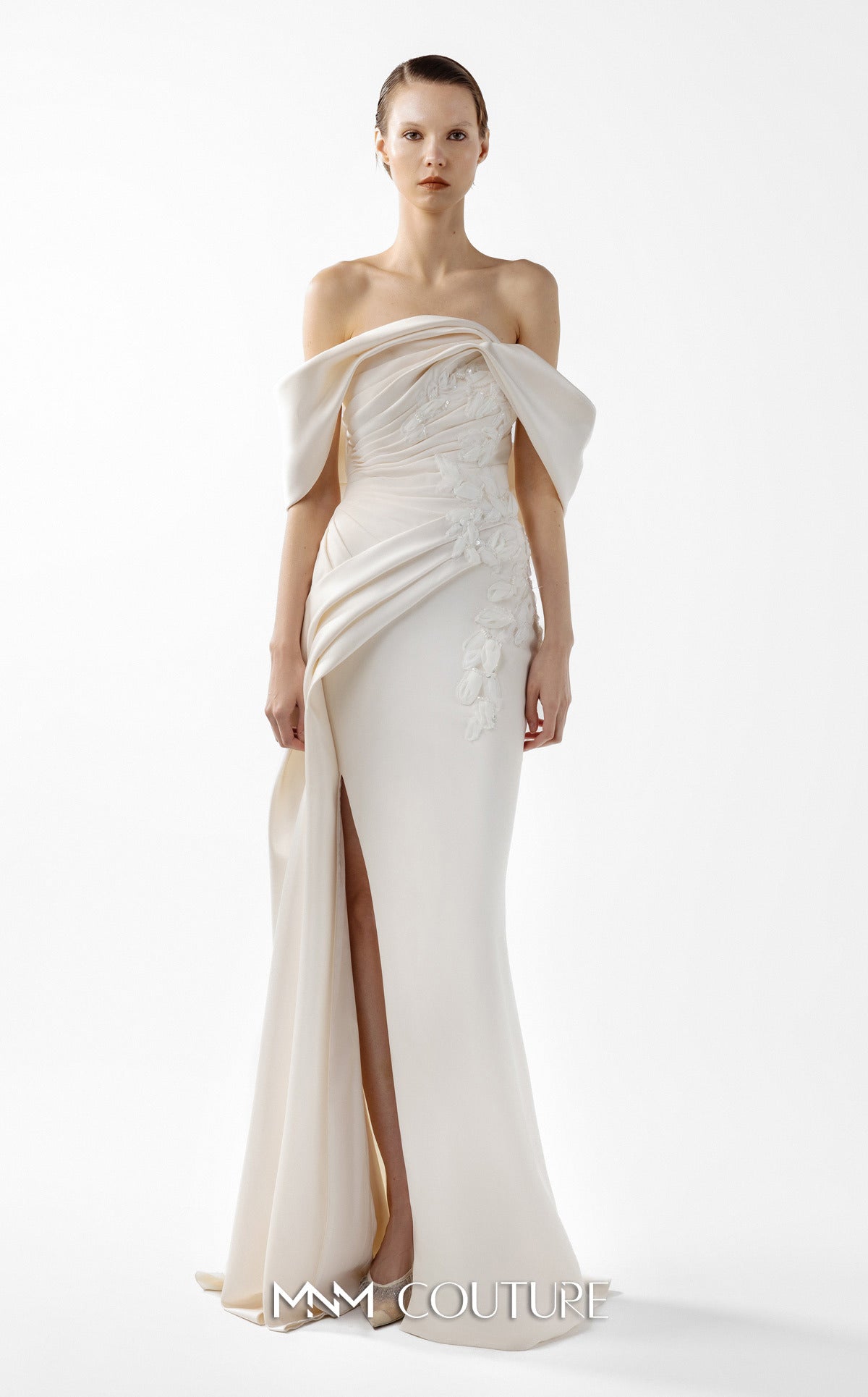 Gaby Charbachy G2007 Ice Blue Off-Shoulder Gown by MNM Couture