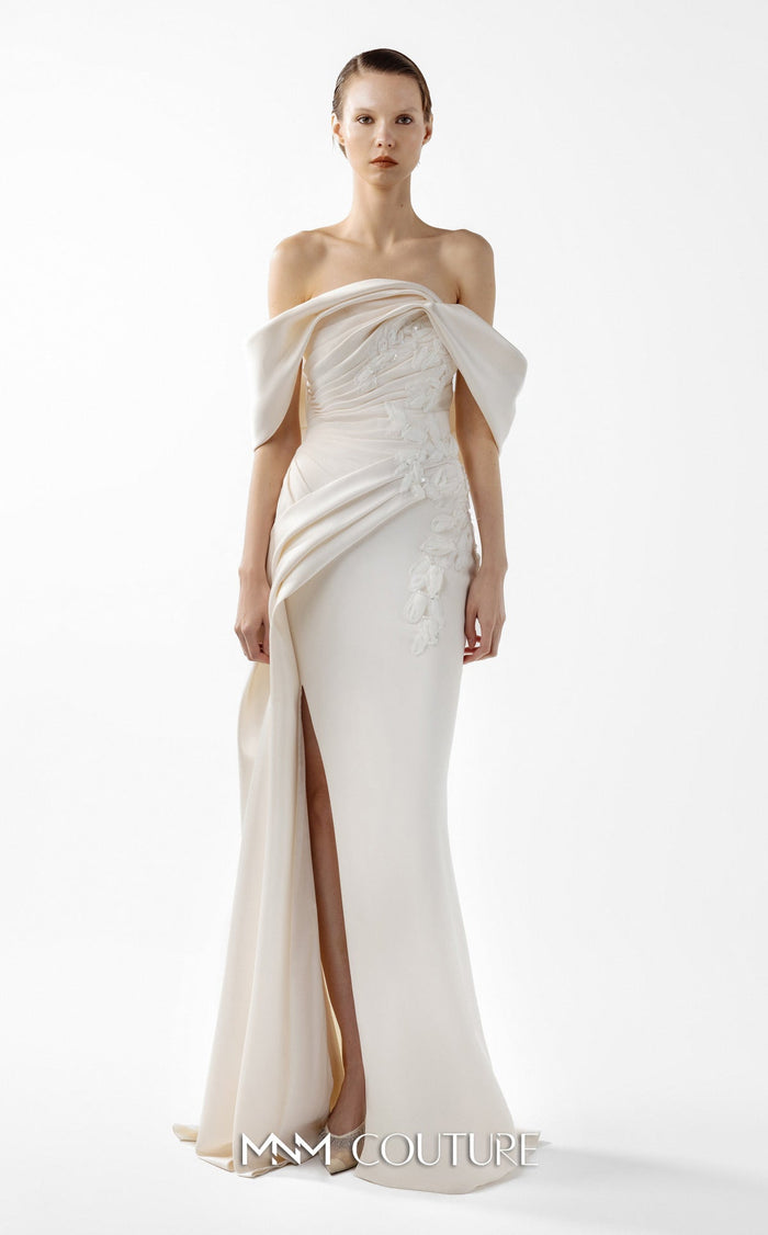 Gaby Charbachy G2007 Ice Blue Off-Shoulder Gown by MNM Couture