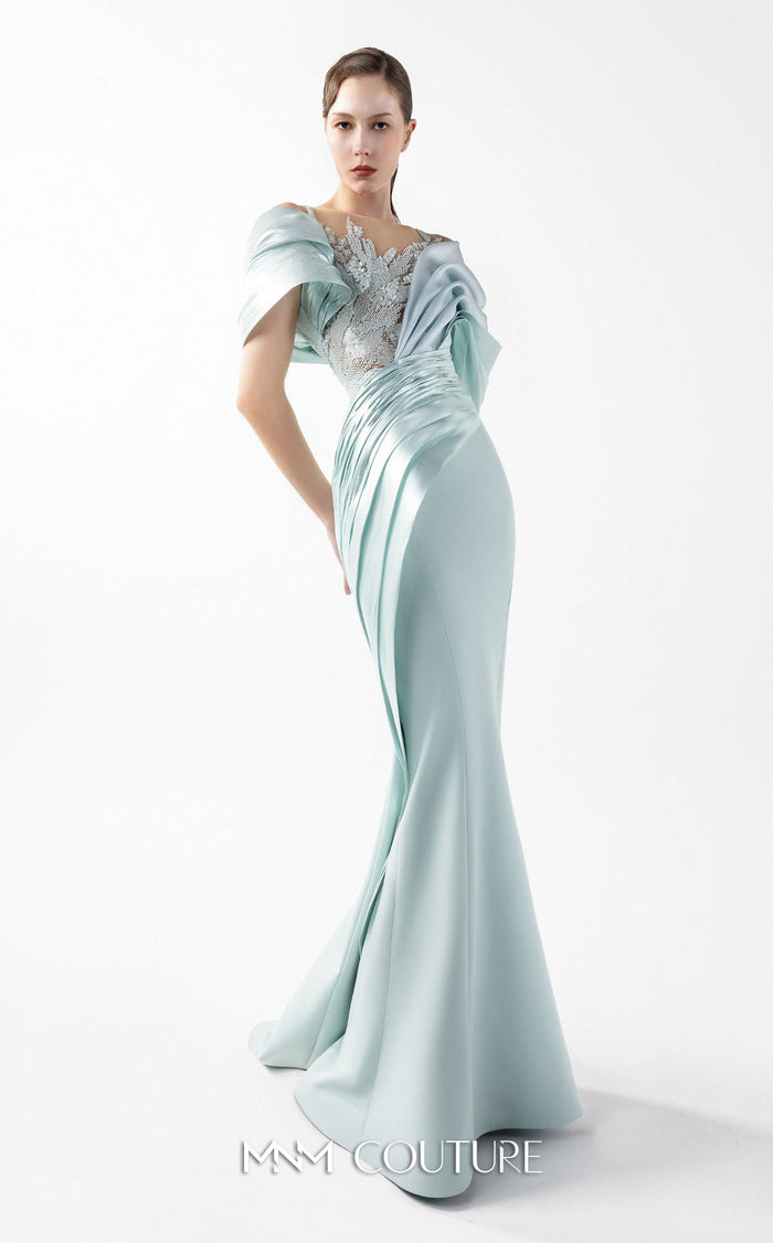 Gaby Charbachy G2024 Mint Sleeveless V-Back Couture Gown by MNM Couture