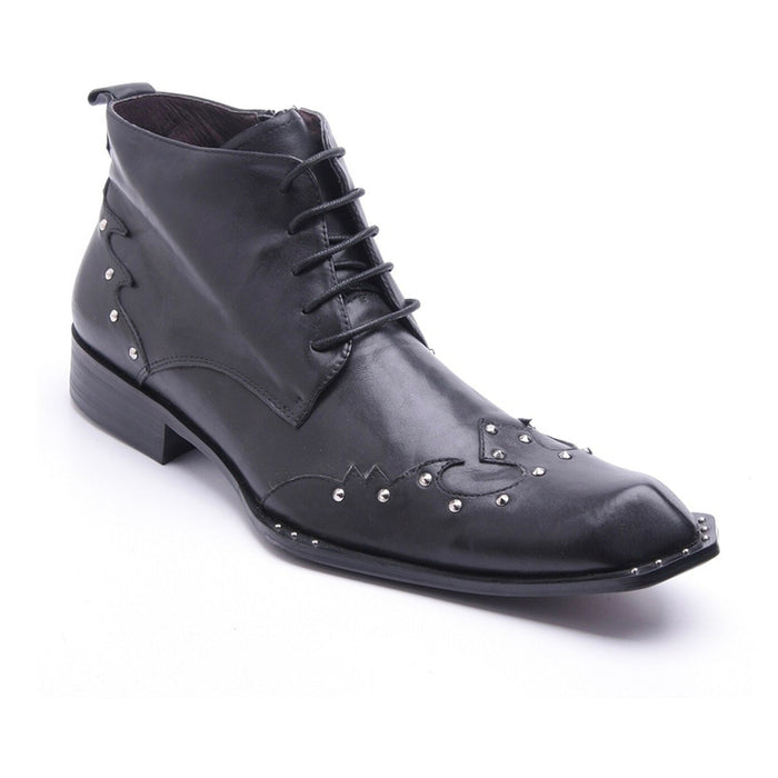 Mens Zota Leather Ankle Boot in Black