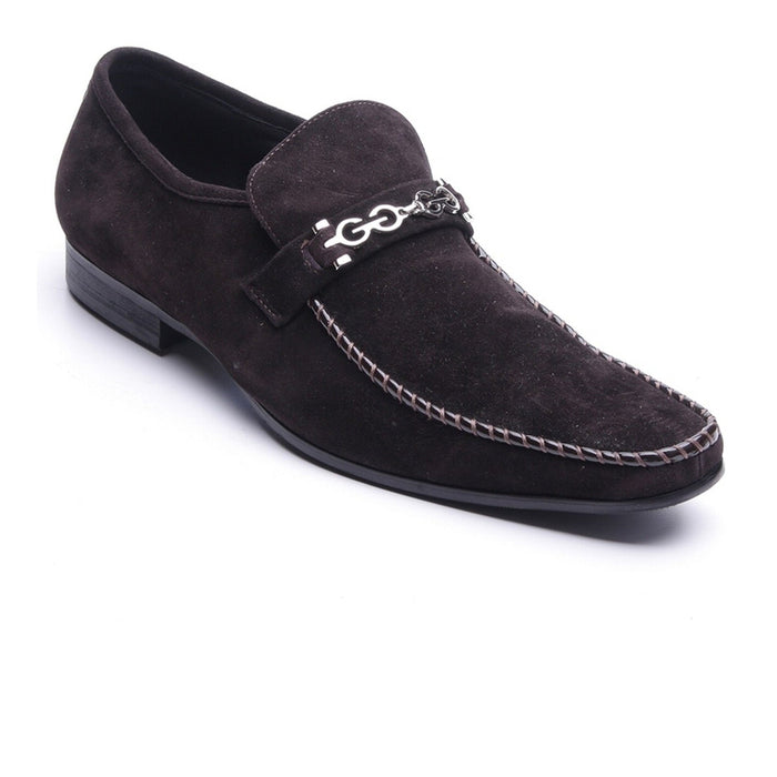 Mens Zota Suede Slip On Dress Shoe Loafer in Black
