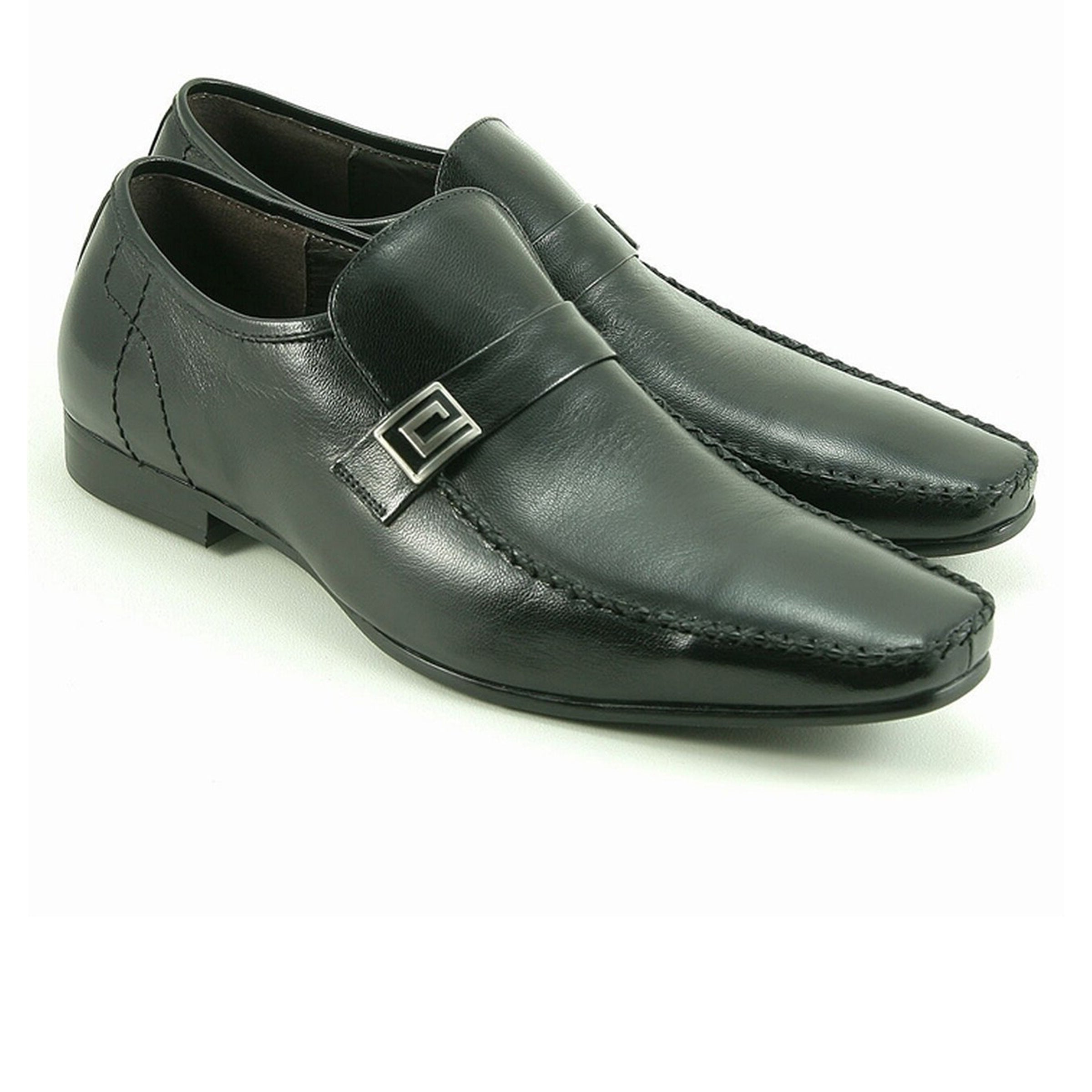 Mens Zota Leather Slip On Dress Shoe Loafer in Black