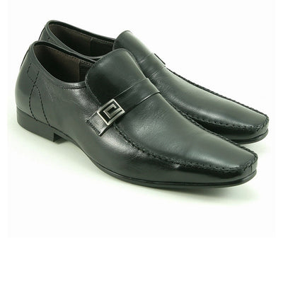 Mens Zota Leather Slip On Dress Shoe Loafer in Black
