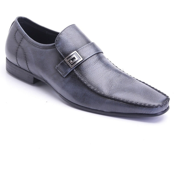 Mens Zota Leather Slip On Dress Shoe Loafer in Navy