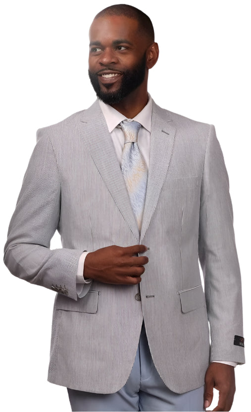 Vitali Black Seersucker Suit G8006