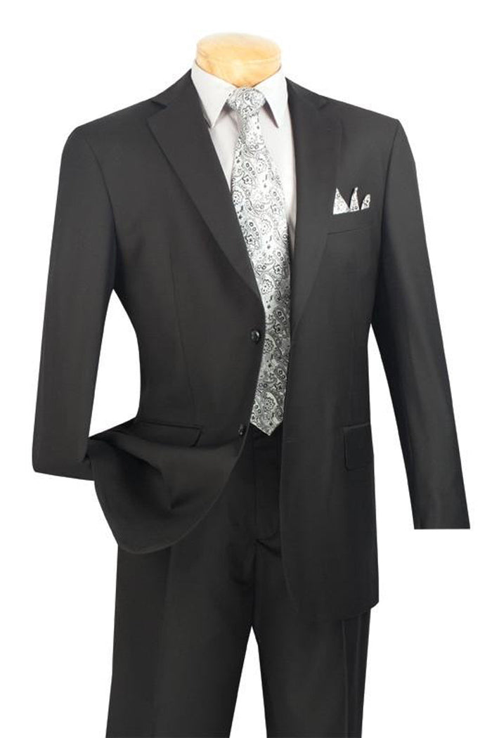 Men's 2 Button Modern Fit Black Suit