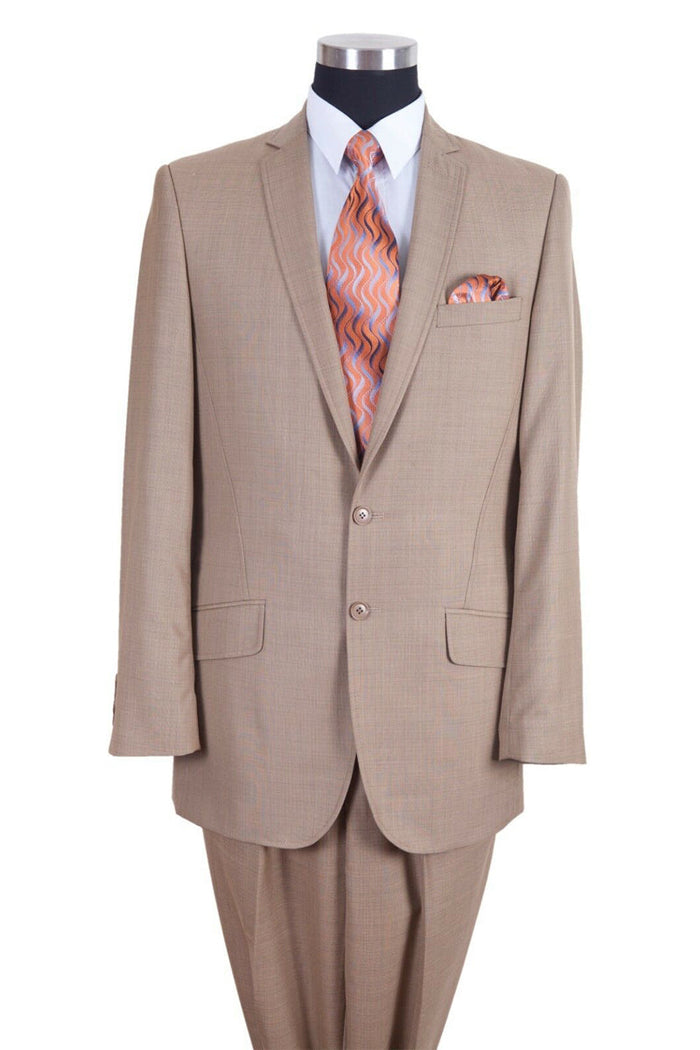 Mens Classic 2PC Pleated Suit with Lapel Stitching
