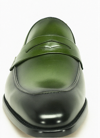 Mens Green Dress Shoes Mens Color Penny Stylish Dress Loafer -Olive