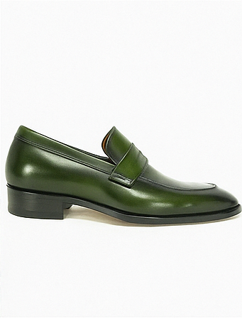 Mens Green Dress Shoes Mens Color Penny Stylish Dress Loafer -Olive