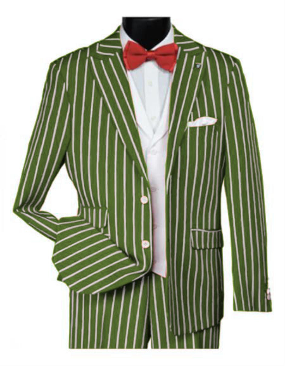1920s Mens Lime Pinstripe Gangster Suit