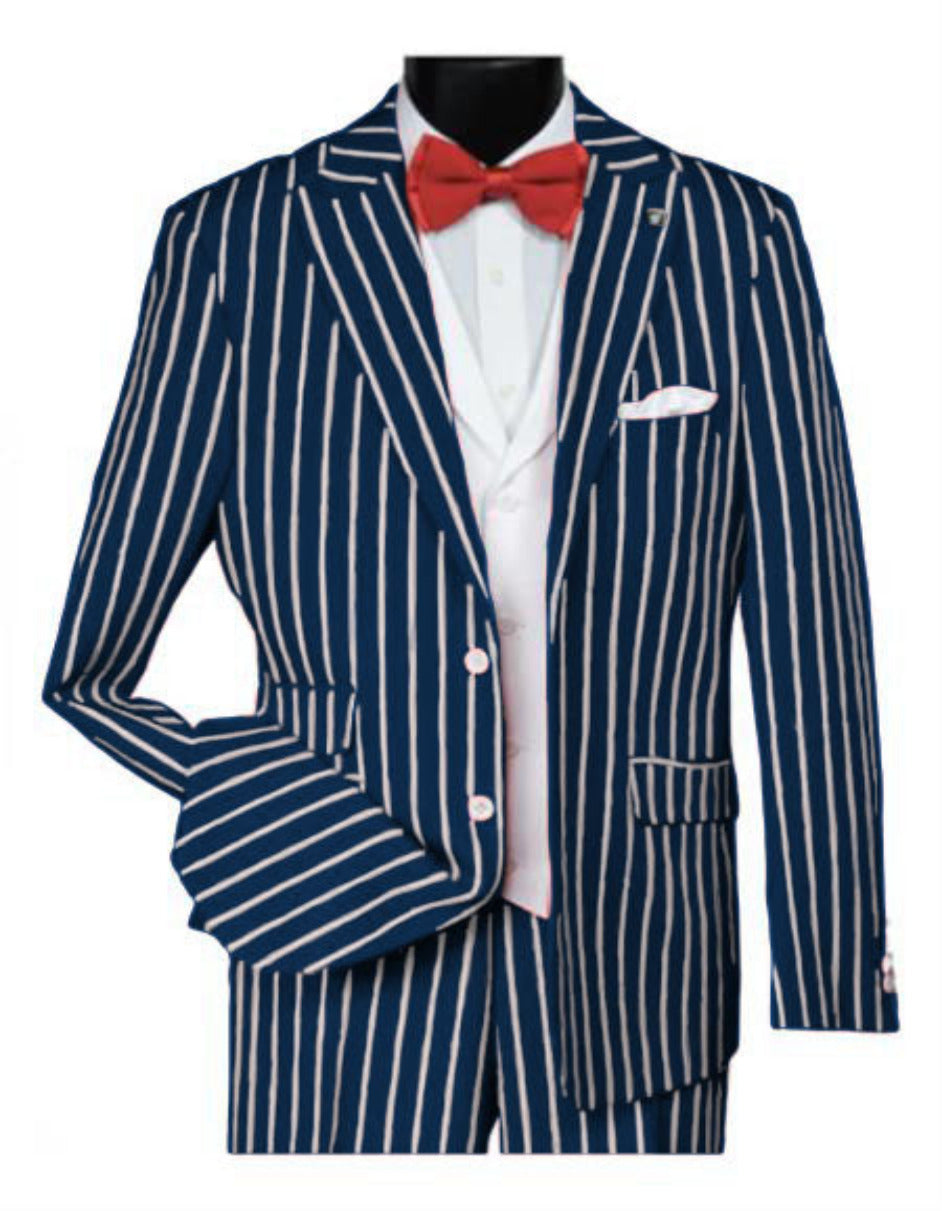 1920s Navy Pinstripe Gangster Suit with Vest