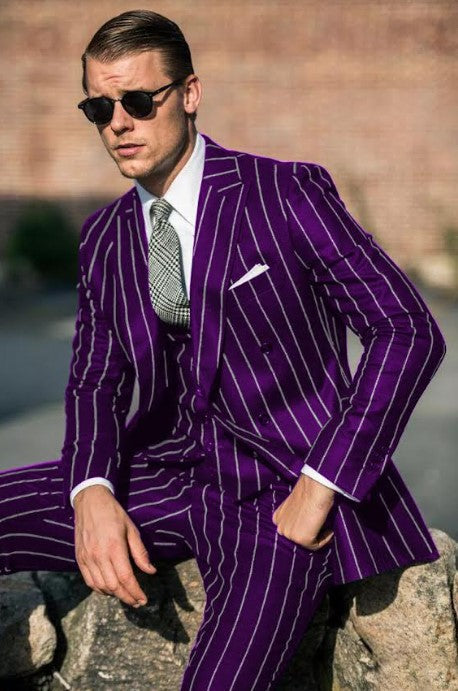Dark Purple Pinstripe Gangster Suit - 1920s Style