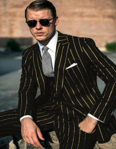 Black Chalk Pinstripe 1920s Gangster Suit