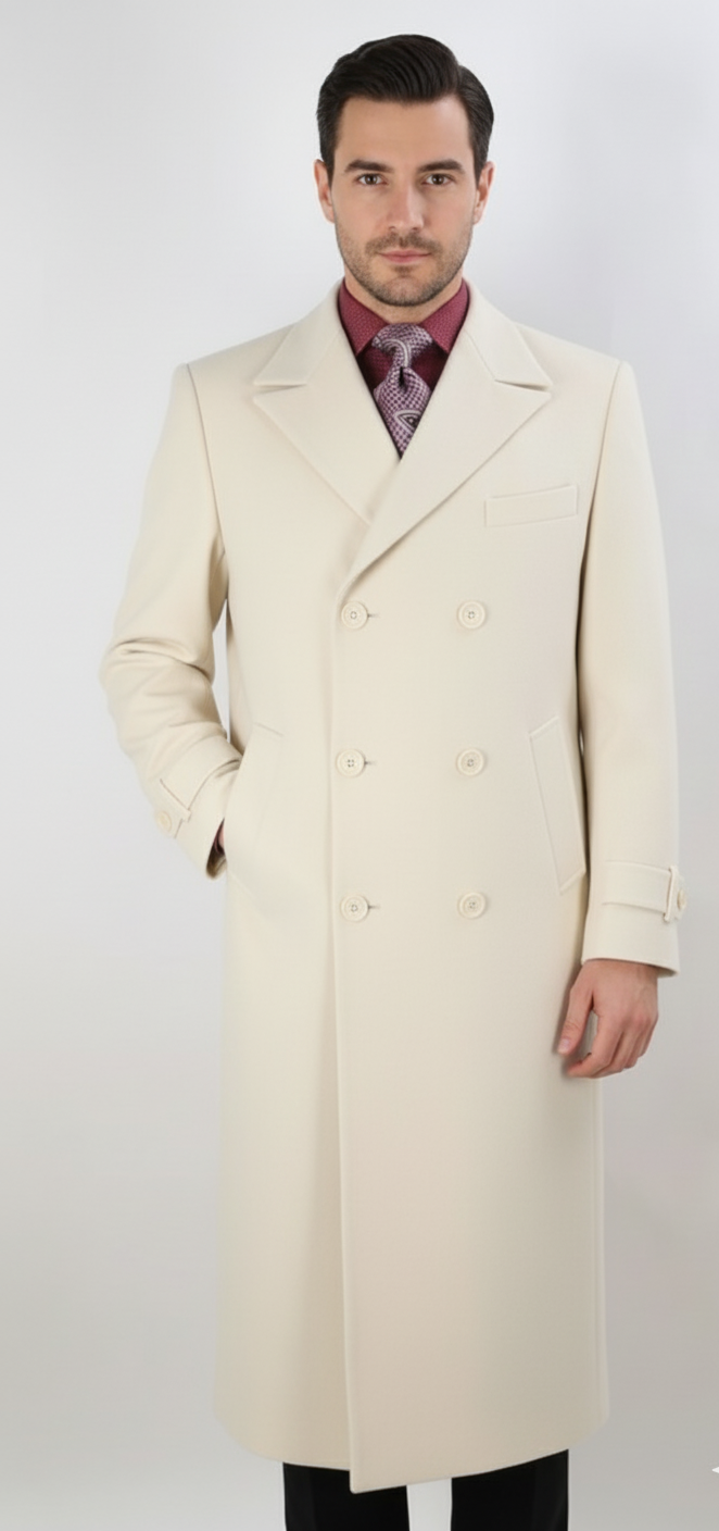 Apollo King Men's Full Length Top Coat Banded Wrists