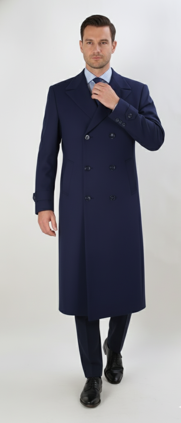 Apollo King Men's Full Length Top Coat Banded Wrists