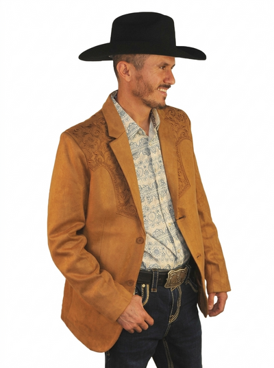 Mens SUEDE Cowboy Blazer Ultra Slim Fit LAM-516 in Color Camel