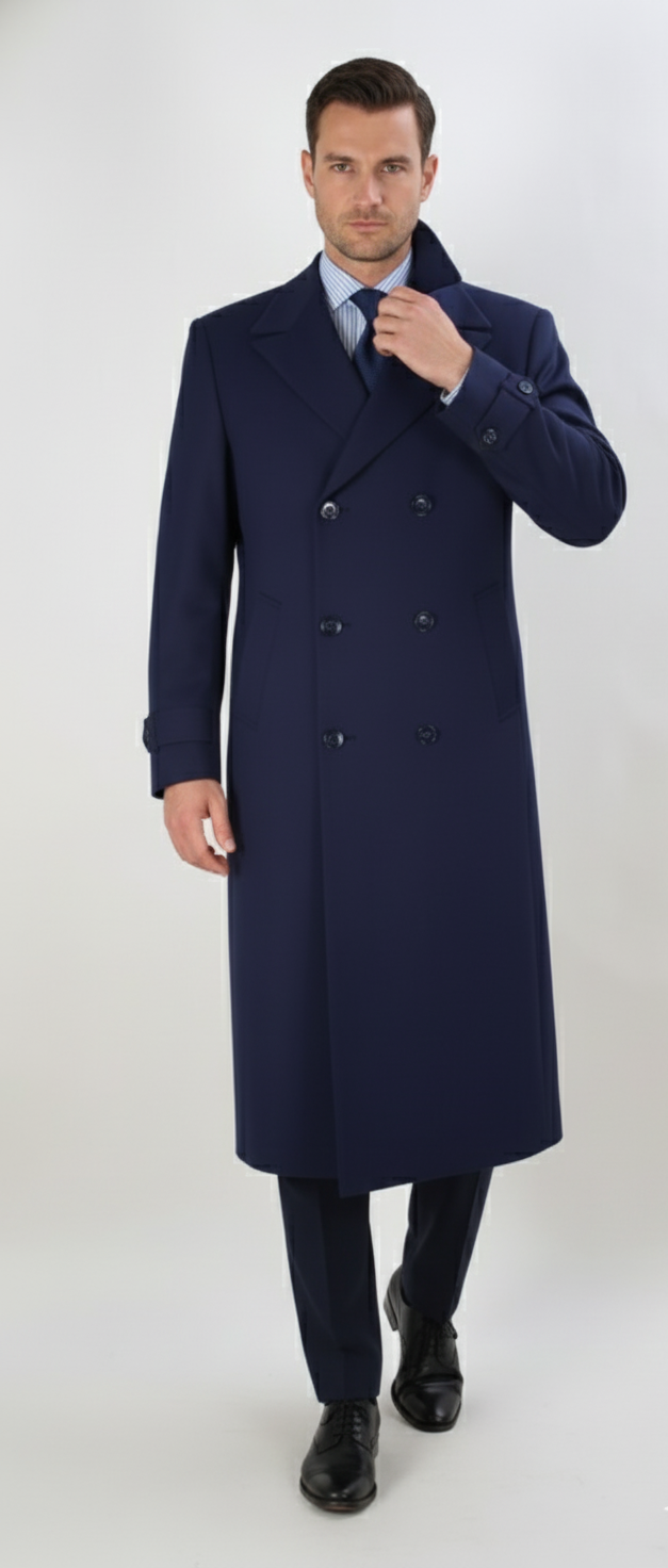 Apollo King Men's Full Length Top Coat Banded Wrists