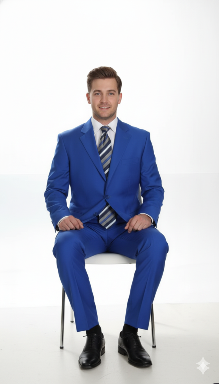 Men's Two Button Dress Cheap Priced Business Suits Clearance Sale for Men Royal Blue Jacket Blazer + Pants