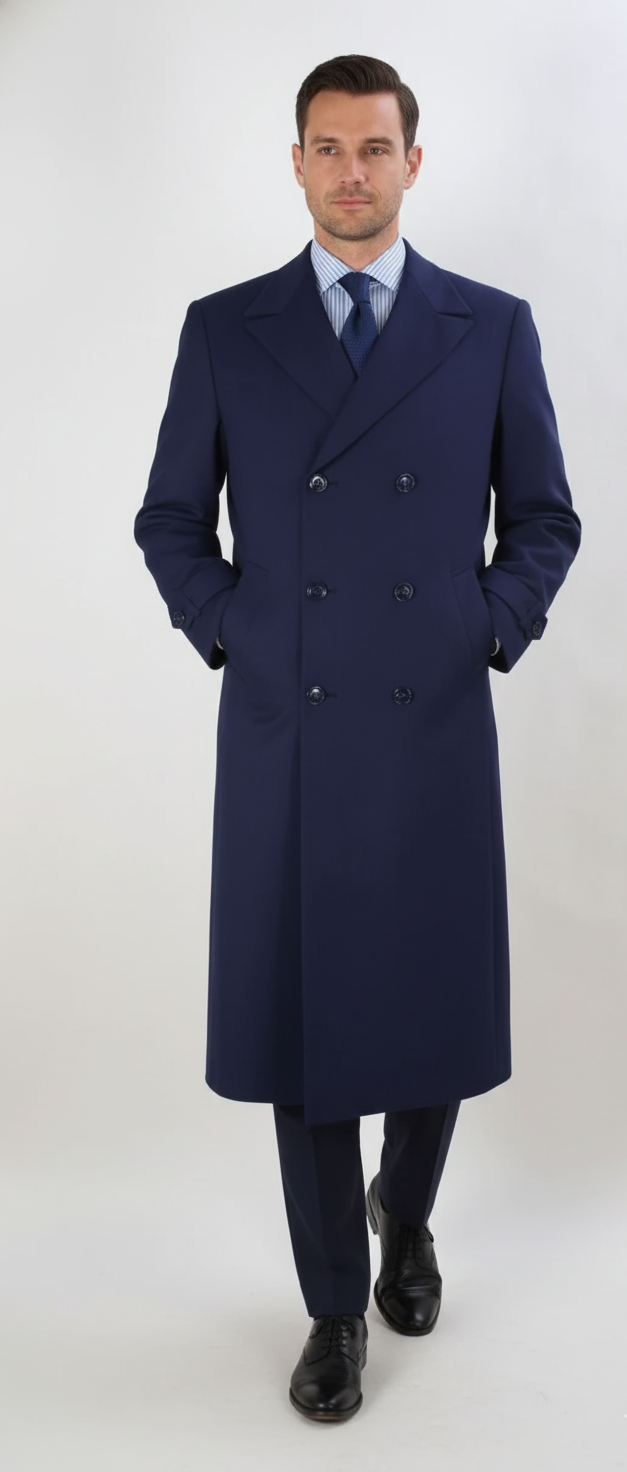 Apollo King Men's Full Length Top Coat Banded Wrists