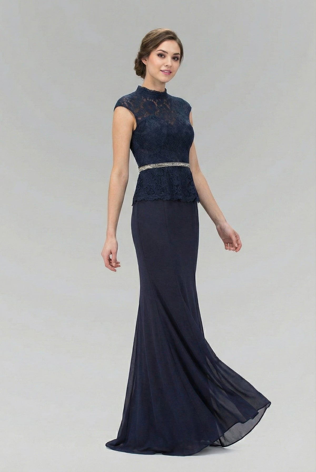 High Neck Cap Sleeve Gown by Elizabeth KGL1421