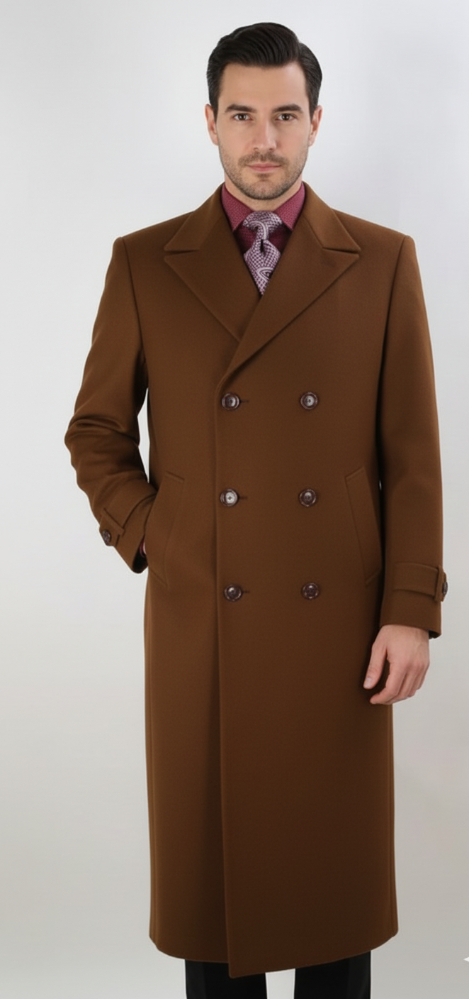 Apollo King Men's Full Length Top Coat Banded Wrists