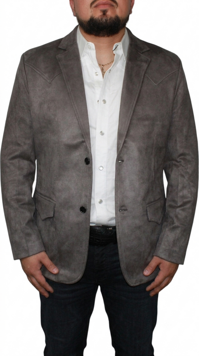 Mens SUEDE Cowboy Blazer Ultra Slim Fit LAM-510 in Color Gray