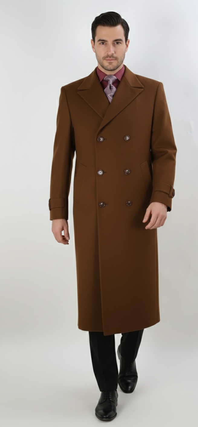 Apollo King Men's Full Length Top Coat Banded Wrists