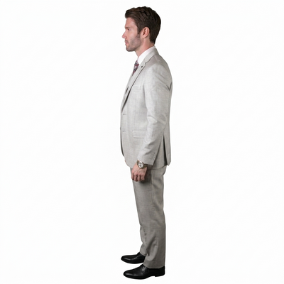 Mens Ticket Pocket Peak Lapel Double breasted Vest 100% Wool Tom Ford Style Modern Fit in Color "Gray" By Statement