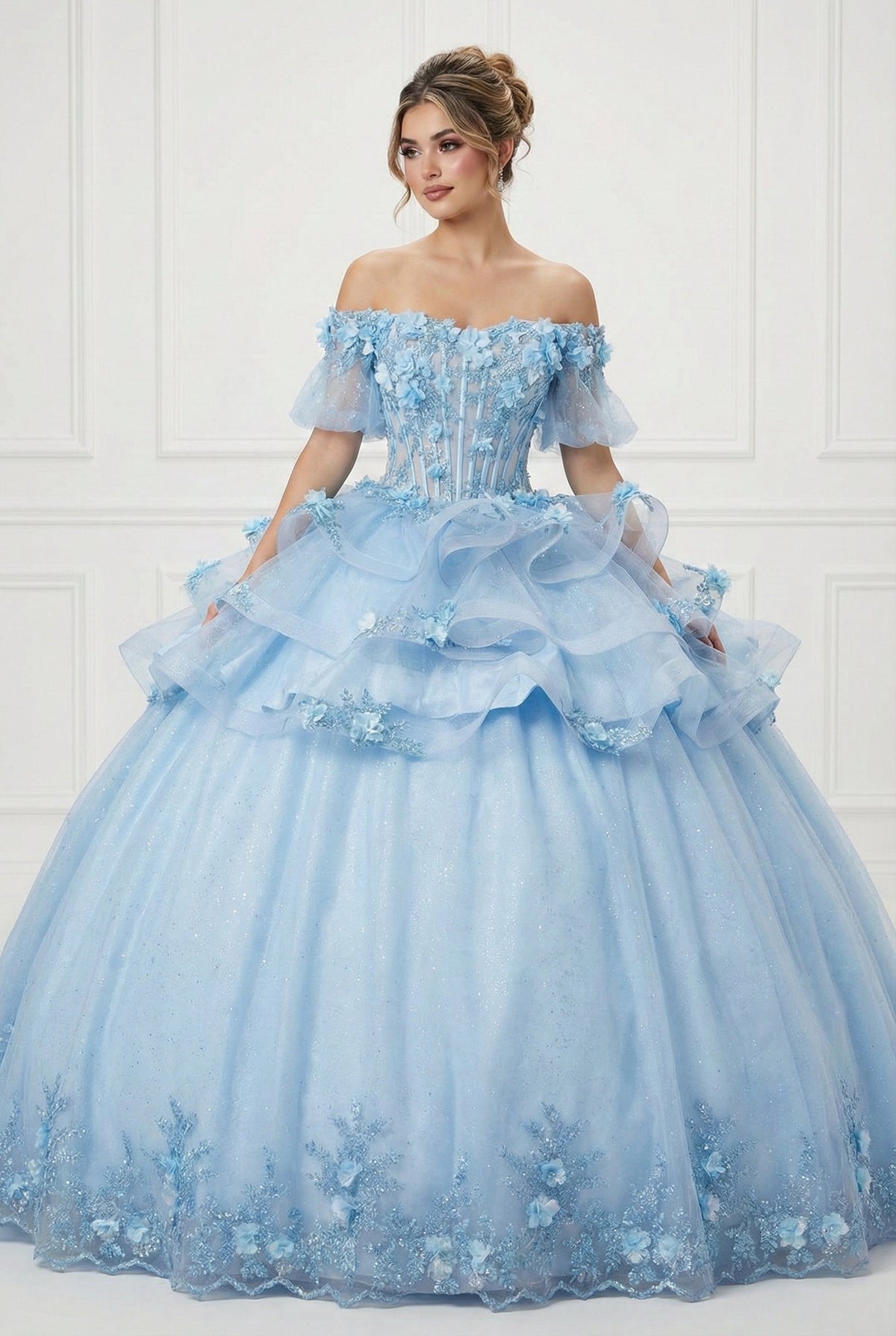 3D Floral Sheer Ball Gown by Elizabeth KGL3180