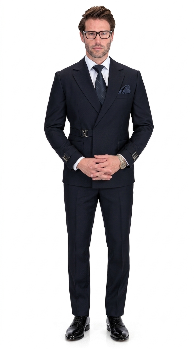 Men’s 2 Piece Modern Fit Buckle Suit - Black