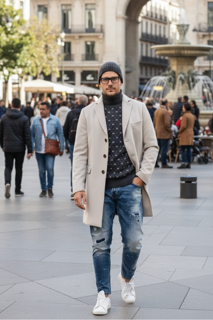 Light Tan Wool Carcoat - Beige Sand Overcoat