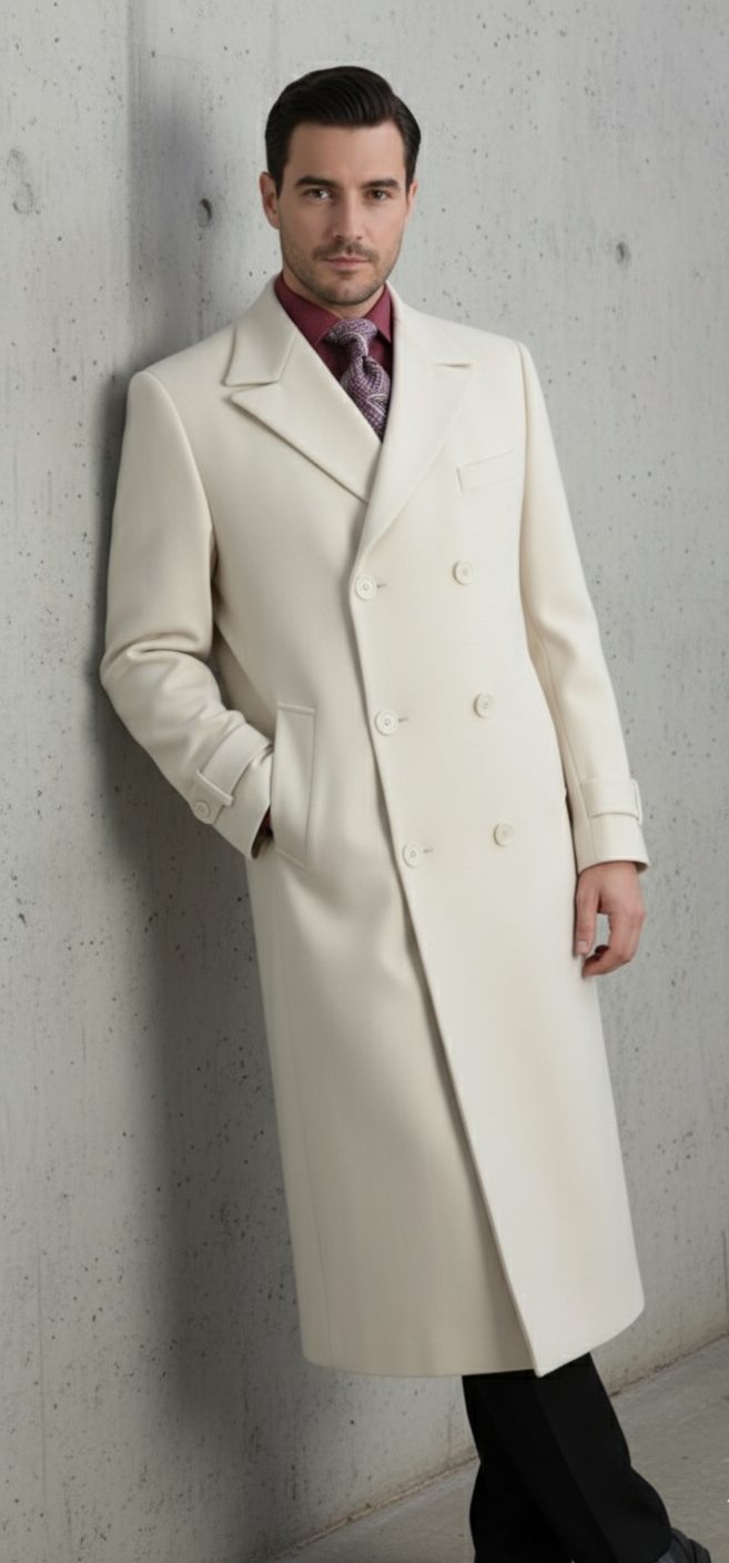 Apollo King Men's Full Length Top Coat Banded Wrists