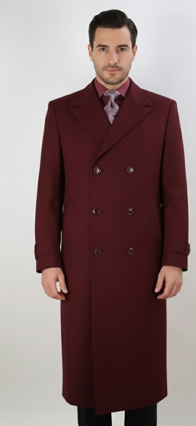 Apollo King Men's Full Length Top Coat Banded Wrists