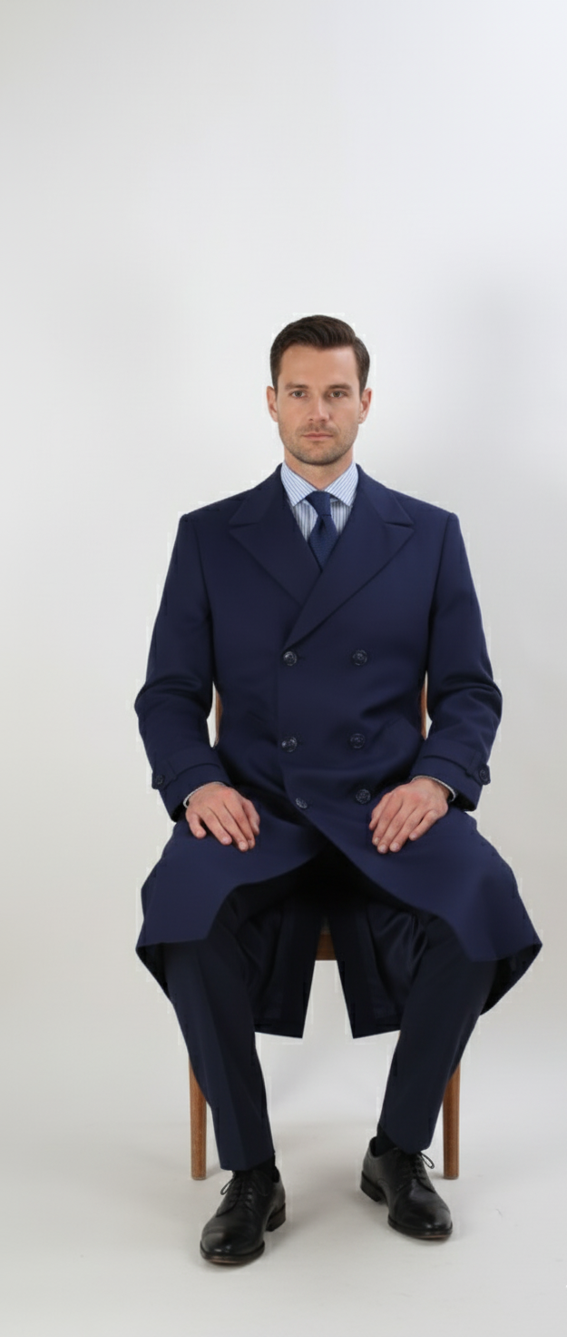 Apollo King Men's Full Length Top Coat Banded Wrists