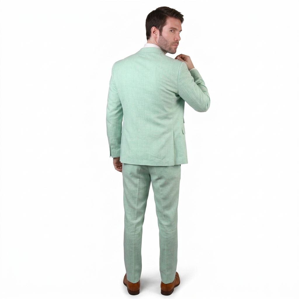 Mens Ticket Pocket Peak Lapel Double breasted Vest 100% Wool Tom Ford Style Modern Fit in Color "Mint" By Statement
