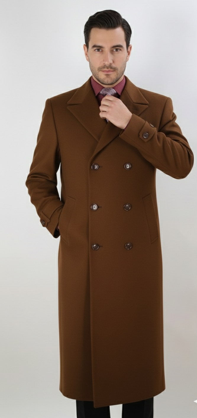 Apollo King Men's Full Length Top Coat Banded Wrists