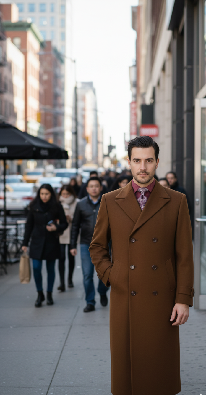 Apollo King Men's Full Length Top Coat Banded Wrists