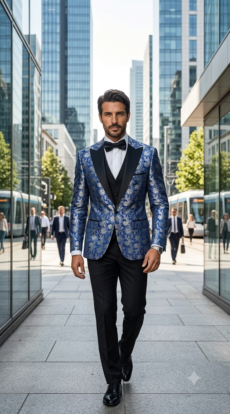 Single Breasted Peak Label Royal Blue ~ Indigo ~ Bright Blue Tuxedo Suit