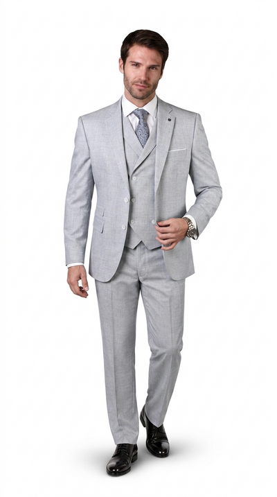 Men’s 3-Piece Tailored Fit Super 180’s Wool Suit - Powder